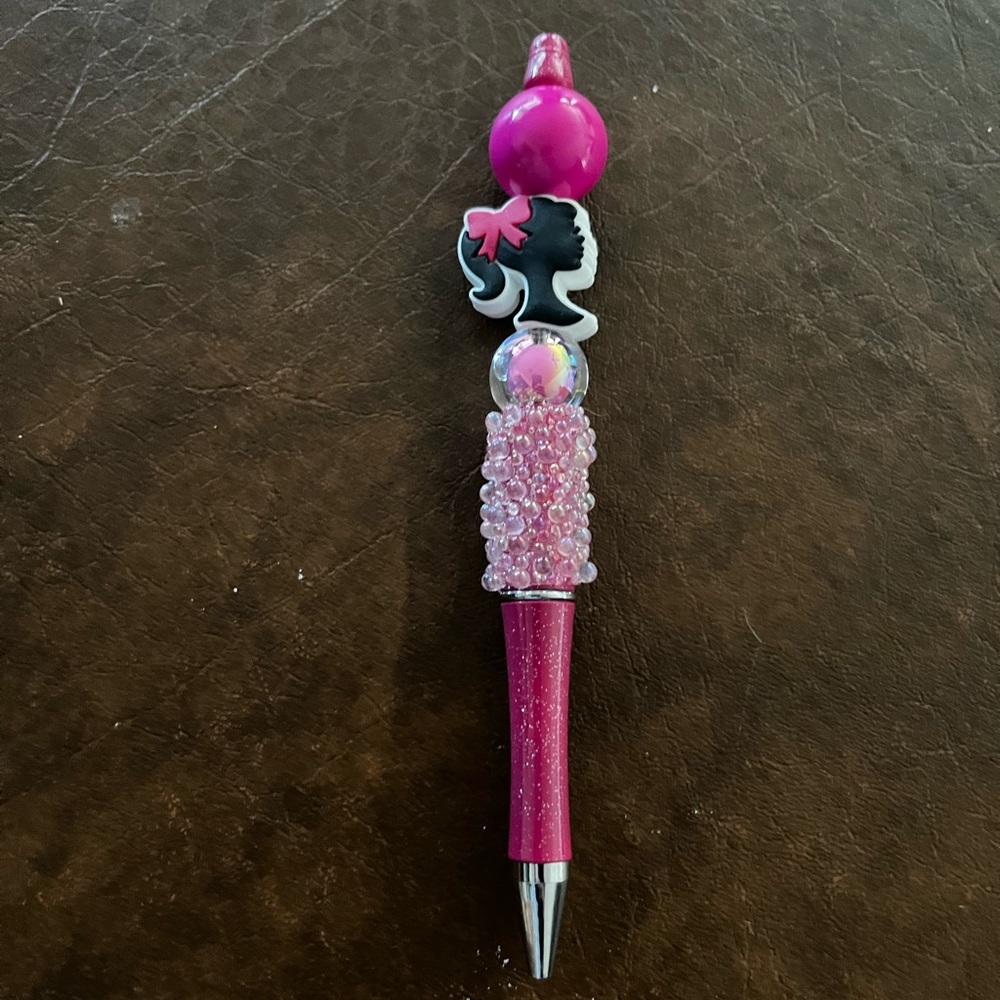 Pink Decorative Pen with Silhouette Design